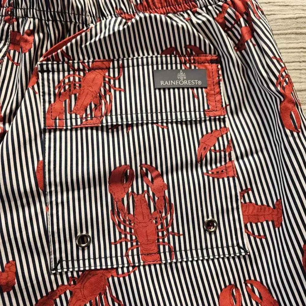Rainforest Men's Swim Shorts with Lobster Print, Size S
